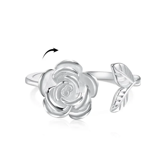 S925 Sterling Silver Flowers Diamond Decompression Rotatable Fashion Ring Dy120850 S W No - Shop at LoveMi