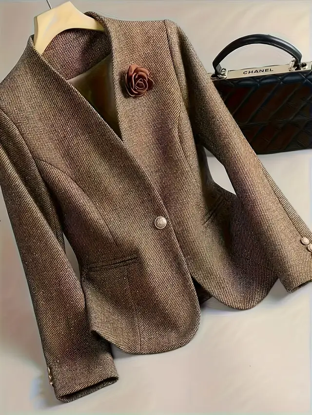 Elegant Slim Fit Elegant Women's Coat Khaki - Shop at LoveMi