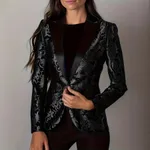 Embossed Stitching Elegant Banquet Date Easy Matching Coat - Black