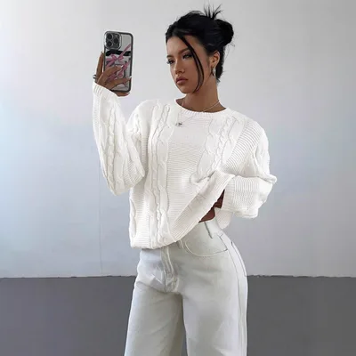 Casual Loose Sweaters Top For Women White - Shop at LoveMi
