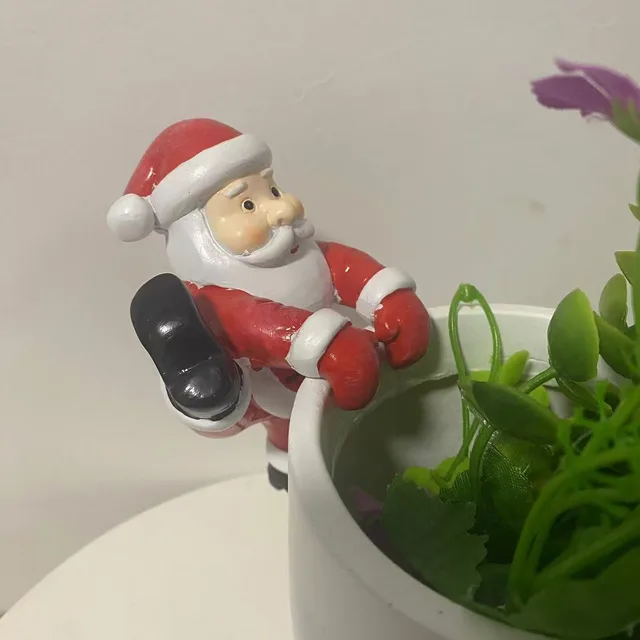 Christmas Old Man Snowman Statue Flowerpot Wall Hanging Vase Decorations Santa Claus - Shop at LoveMi