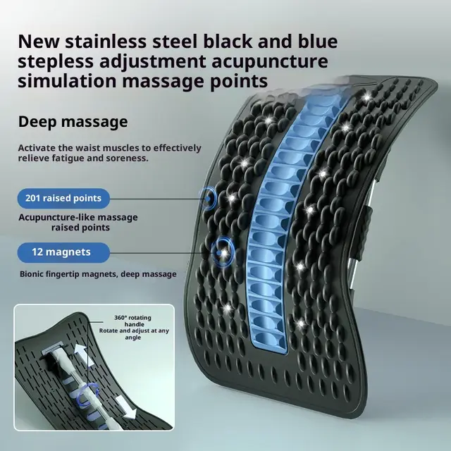 Upgraded Lumbar Soothing Device Waist Lift Stretch Lumbar Plate Black And Blue - Shop at LoveMi