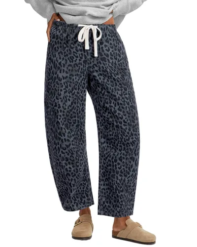 Casual Straight Pants Elastic High Waist Gray Leopard Print - Shop at LoveMi