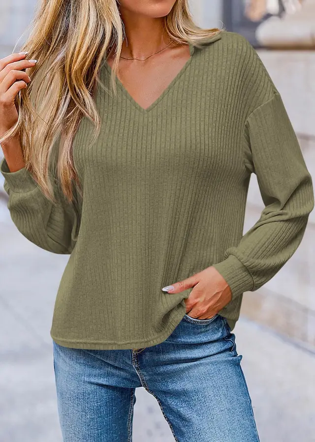Sunken Stripe Thermal Sweater Bottoming Shirt Matcha - Shop at LoveMi