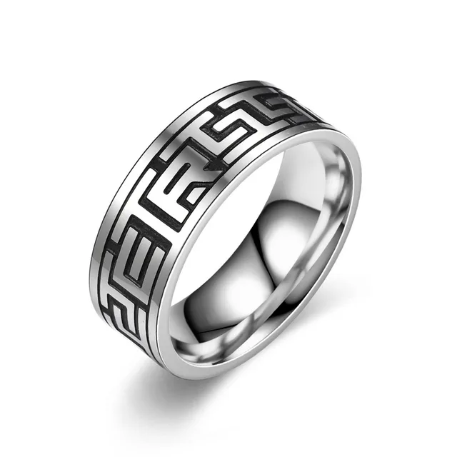 Titanium Steel Men's Ring Great Wall Pattern Smear - Shop at LoveMi
