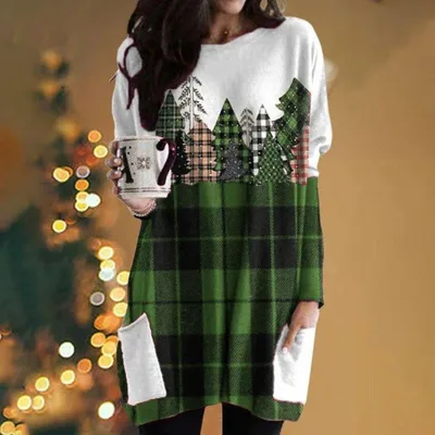 Christmas Dress Loose Oversized Long Sleeves Ckcxtxw1A1 Style - Shop at LoveMi