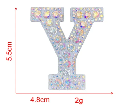 AB Color Rhinestone Letter Emblem Badge Doll Patch Cloth Sticker Y - Shop at LoveMi