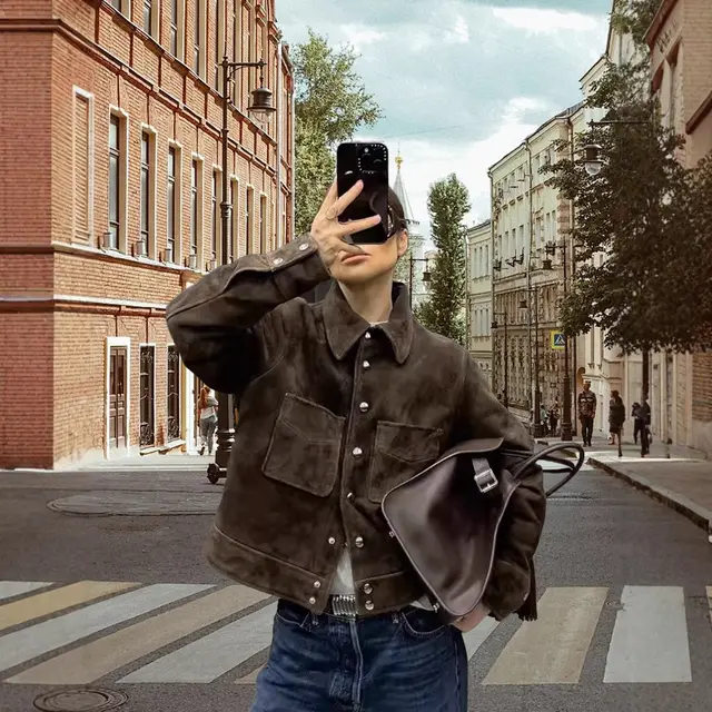 Fashion Trend Comfortable Lapel Shirt Coat Dark Brown - Shop at LoveMi