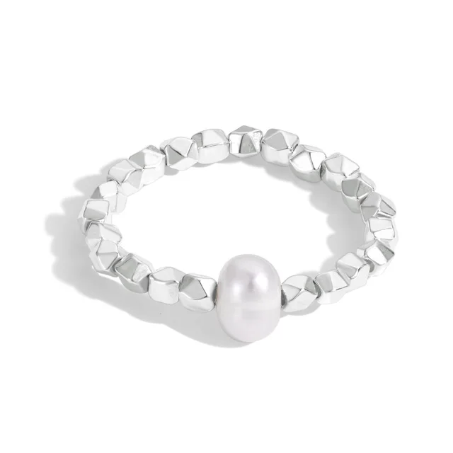 Sterling Silver Broken Silver Couple Pearl Ring Female French Minority Simple Silver Jewelry D3120012 - Shop at LoveMi