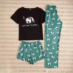 Home Wear Panda Three-piece Short Sleeve Shorts Trousers Suit - Color 4 - View 1