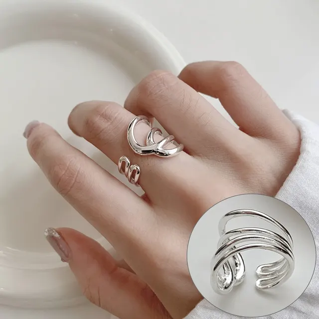 Geometric Line Cross Ring For Women Jz5028 - Shop at LoveMi