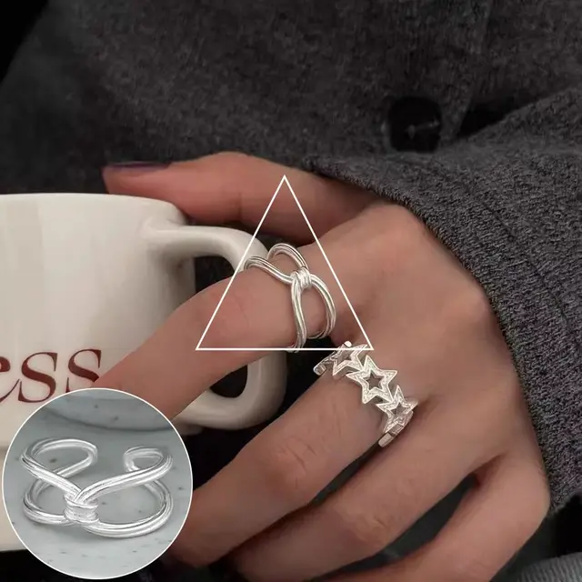 Geometric Line Cross Ring For Women Jz7840 - Shop at LoveMi