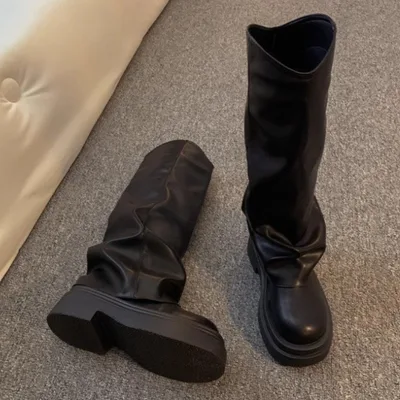 Women's Autumn New British Dress Autumn And Winter Boots Platform Black - Shop at LoveMi