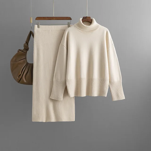 Autumn And Winter European And American Knitting Suit Women Apricot - Shop at LoveMi