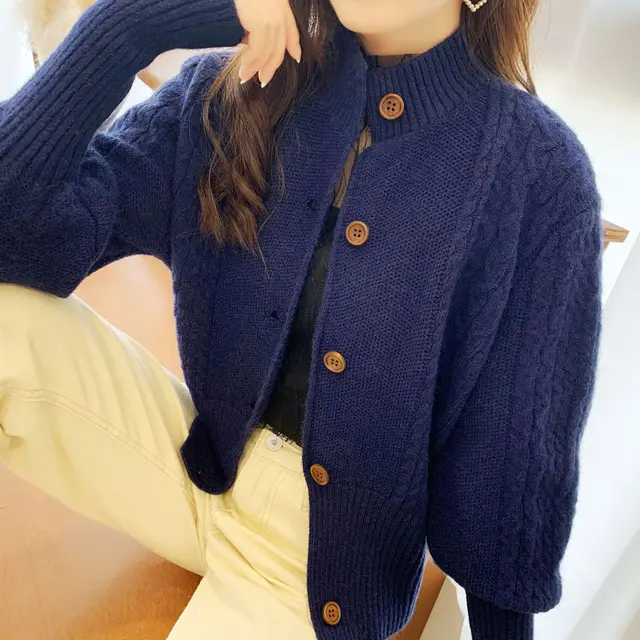 Women's Bandage Dress Outer Tops Outer Wear Korean Style Dark Blue - Shop at LoveMi