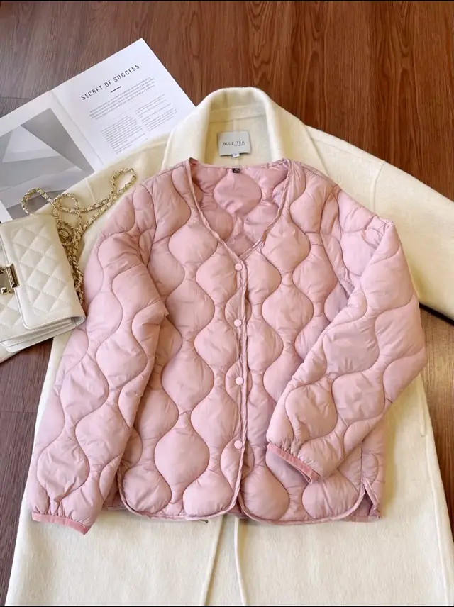 Thermal Slim Fit Lightweight Cotton Coat Jacket Pink - Shop at LoveMi