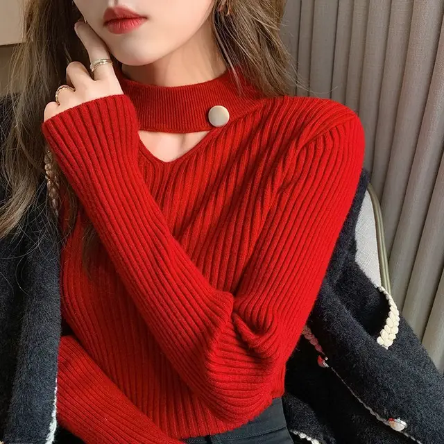 Inner Match Slimming Sweater High grade Top Red - Shop at LoveMi