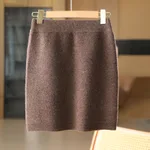 Women's Bags Body Little Short Dress Pure Wool Knit Skirt - Mocha Color