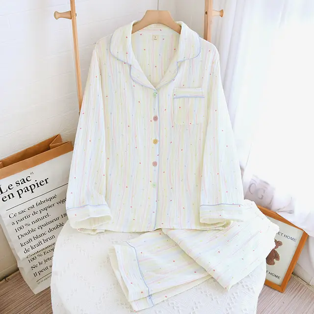 Cotton Yarn Sweet Cotton Candy Home Wear Long sleeved Trousers Pajamas Suit Suit - Shop at LoveMi