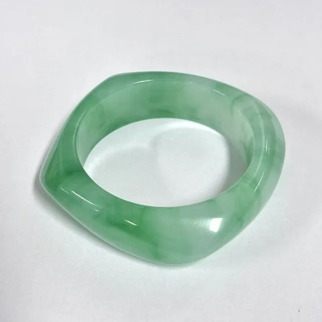 European And American Geometric Blooming Resin Curved Bracelet Diamond Emerald Green - Shop at LoveMi