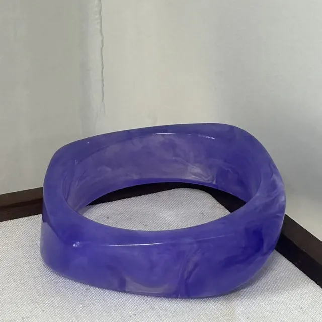 European And American Geometric Blooming Resin Curved Bracelet Diamond Transparent Purple - Shop at LoveMi