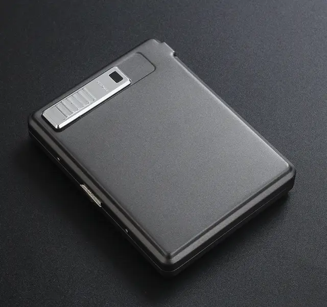 Classic Flip Charging Cigarette Case Lighter Integrated Windproof Cigarette Lighter Gray - Shop at LoveMi