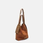 Lazy Commuter Shoulder Messenger Maillard Wear Suede Ear-hanging Tote Bag - Caramel Colour In Stock-Medium