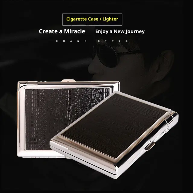 Leather Cigarette Case Windproof Lighter High end Leather Cigarette Case Dh 8923 Cigarette Case - Shop at LoveMi