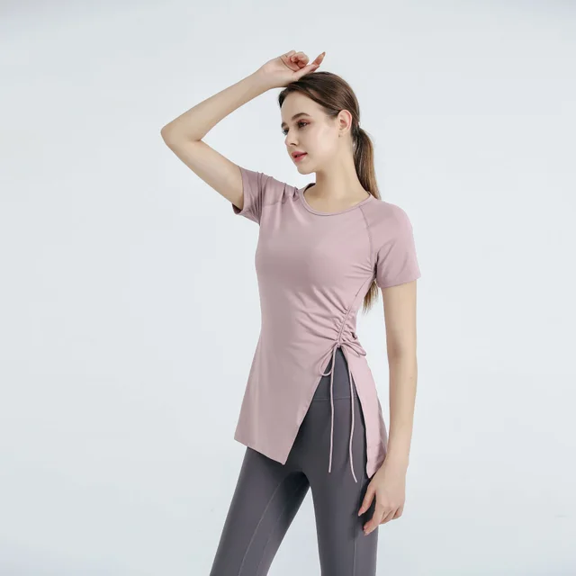 Short Sleeve Loose Quick drying Women's Running Exercise T shirt Purple - Shop at LoveMi