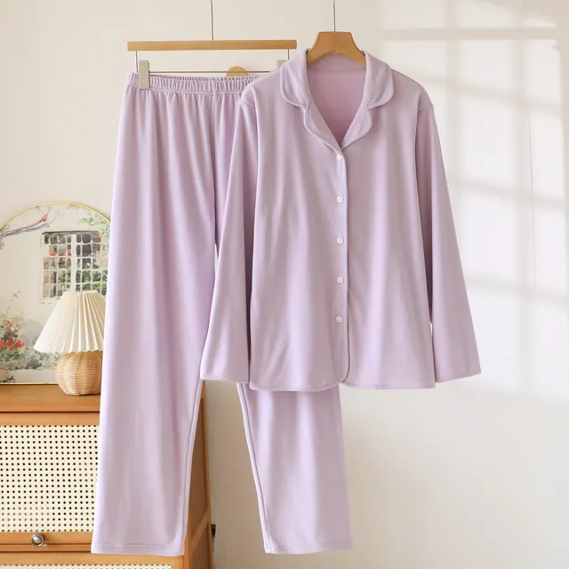 High grade Thick Loose Long Sleeves Trousers Homewear 110 Taro Purple - Shop at LoveMi