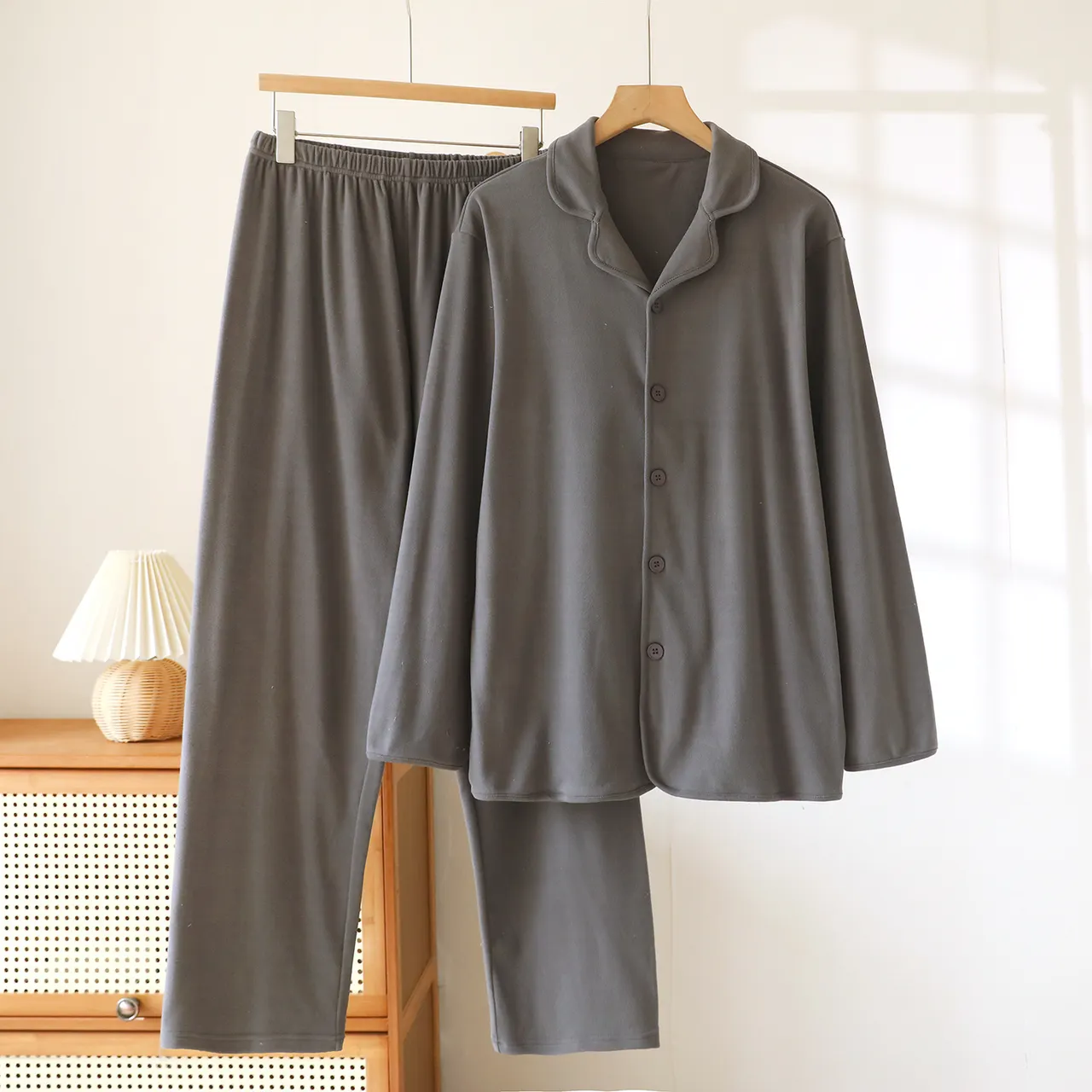 High-grade Thick Loose Long Sleeves Trousers Homewear - 55 Medium Gray