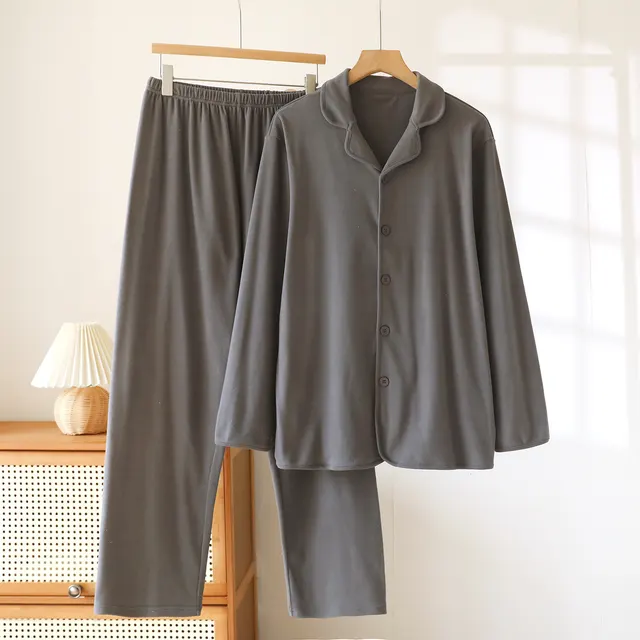 High grade Thick Loose Long Sleeves Trousers Homewear 55 Medium Gray - Shop at LoveMi