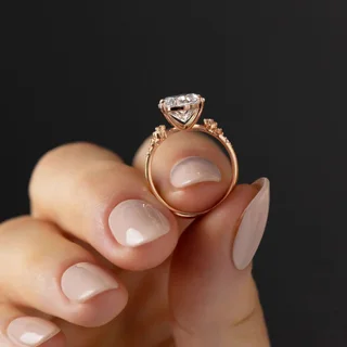 S925 Sterling Silver Egg-shaped Zircon Bright Starry Sky Ring - Rose Gold