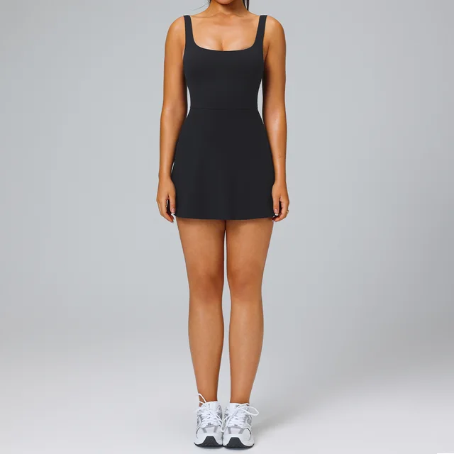 European And American Nude Feel Beauty Back Exercise Dress Black - Shop at LoveMi
