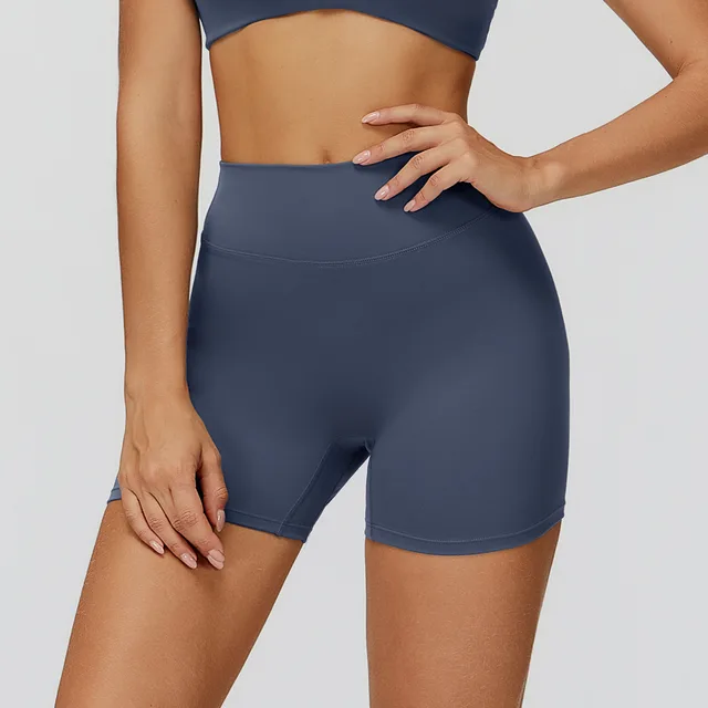 High waist Quick drying V shaped Back Waist Sports Shorts Outdoor Running Fitness Clothes Navy Blue - Shop at LoveMi