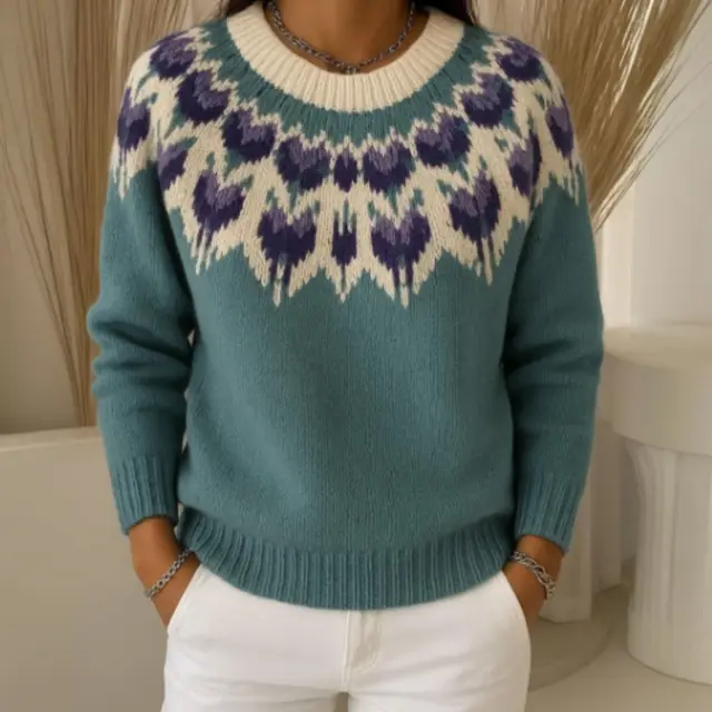 Women's Trendy Long Sleeve Blue Sweater Blue - Shop at LoveMi
