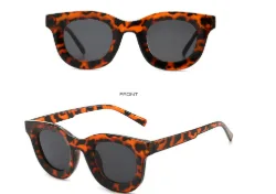 European And American Retro Round Personalized Sunglasses Leopard Print Frame Full Gray - Shop at LoveMi