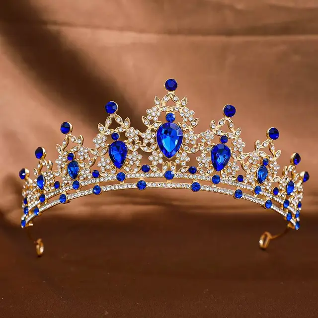 Wedding Hair Headdress Golden Sapphire Blue - Shop at LoveMi