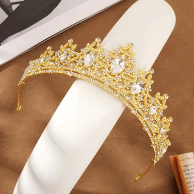 Wedding Hair Headdress Golden White Diamond - Shop at LoveMi