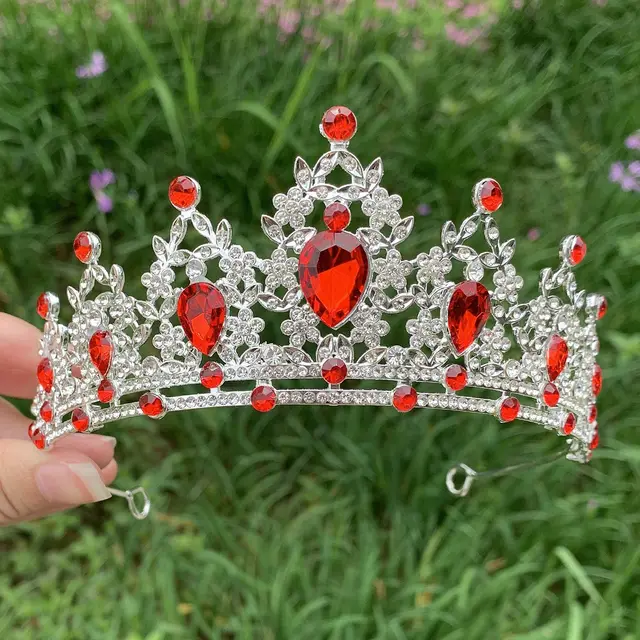 Wedding Hair Headdress Silver Red - Shop at LoveMi