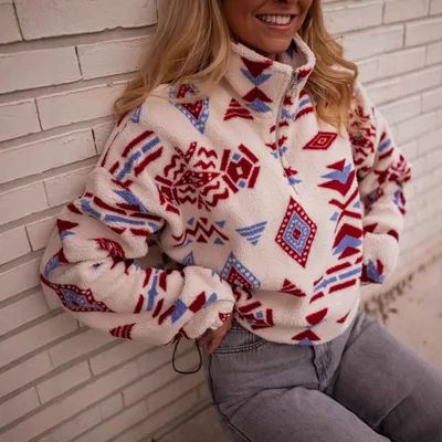 Brushed Hoody Fashion Printed Women's Double sided Fluff Red - Shop at LoveMi