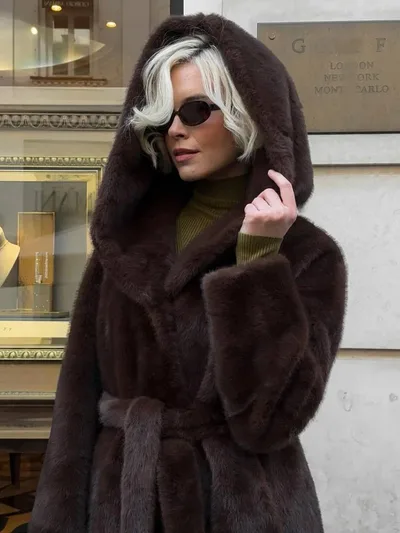 Long Hooded Coat For Women Dark Brown - Shop at LoveMi