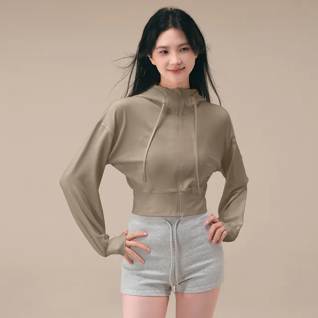 Hooded Yoga Clothing Top Women's Autumn New Khaki - Shop at LoveMi
