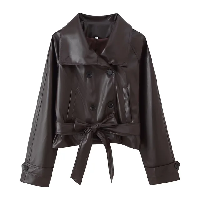 Women's Clothing Autumn New Double Row Reddish Brown - Shop at LoveMi