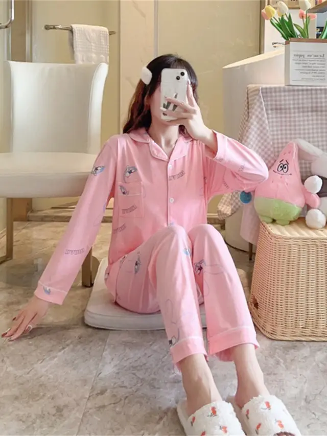 Women's Long Sleeve Trousers Suit Home Pink - Shop at LoveMi