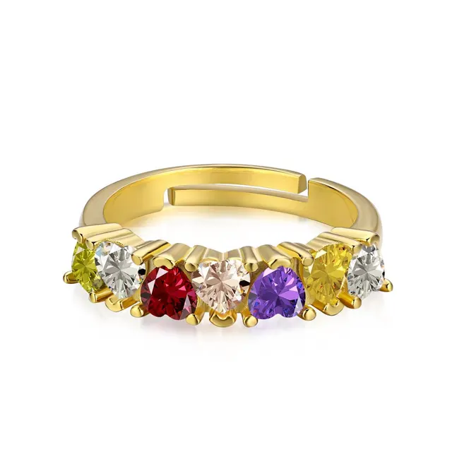S925 Sterling Silver Colorful Crystals Ring Female Rainbow Color Zircon Ring Dy120251Sgcs - Shop at LoveMi