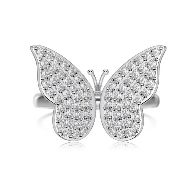 S925 Sterling Silver Butterfly Ring Female Inlaid Horse Eye Zircon Dy120963Swwh - Shop at LoveMi