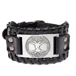Black Leather Antique Silver