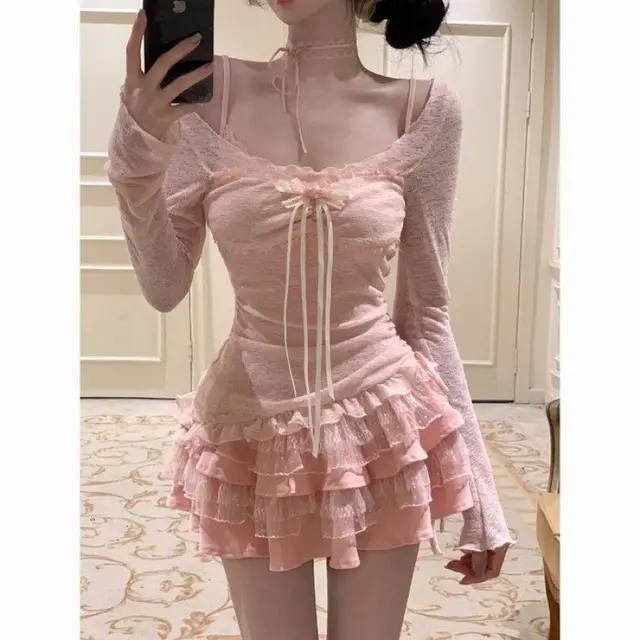 Summer Sweet Pure Desire Smock Top Strap Dress Two piece Suit Set - Shop at LoveMi
