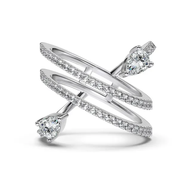 Sterling Silver S925 Diamond Personality Ring White Gold Color - Shop at LoveMi